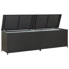 Greatstore Vrtna škatla za shranjevanje poli ratan 200x50x60 cm črna