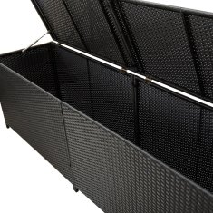 Greatstore Vrtna škatla za shranjevanje poli ratan 200x50x60 cm črna