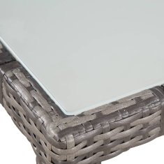 Vidaxl Zunanja jedilna garnitura z blazinami 5-delna poli ratan siva