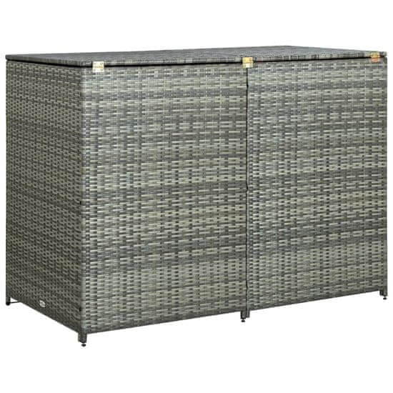 Vidaxl Dvojna lopa za smetnjake poli ratan antracitna 148x77x111 cm