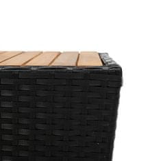 Vidaxl Čajna mizica črna 41,5x41,5x43 cm poli ratan in akacijev les