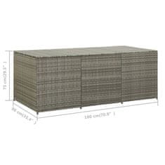 Vidaxl Vrtna škatla za shranjevanje poli ratan 180x90x75 cm siva