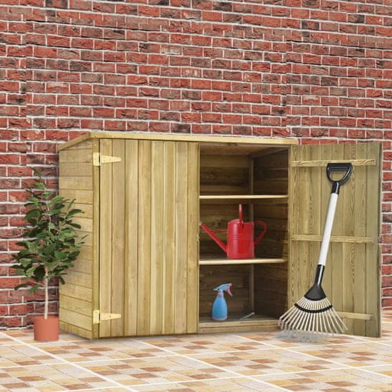 Vidaxl Vrtna lopa za orodje 135x60x123 cm impregnirana borovina