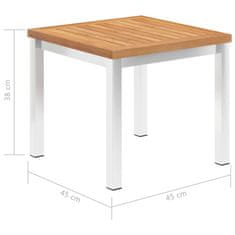 Vidaxl Vrtna stranska mizica 45x45x38 cm tikovina in nerjaveče jeklo