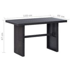 Vidaxl Vrtna miza črna 110x60x67 cm poli ratan