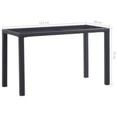 Vidaxl Vrtna miza črna 123x60x74 cm poli ratan