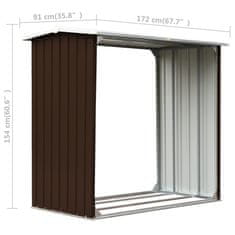 Vidaxl Vrtna lopa za drva pocinkano jeklo 172x91x154 cm rjava