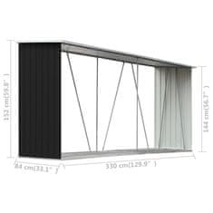 Vidaxl Vrtna lopa za drva pocinkano jeklo 330x84x152 cm antracitna