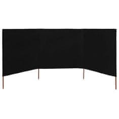 Vidaxl 3-panelni vetrobran tkanina 400x120 cm črn