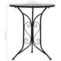 Vidaxl Bistro mizica z mozaikom siva 60 cm keramika