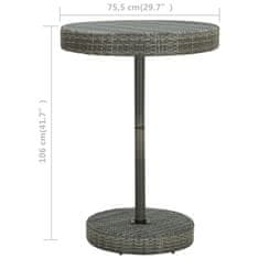Vidaxl Vrtna miza siva 75,5x106 cm poli ratan