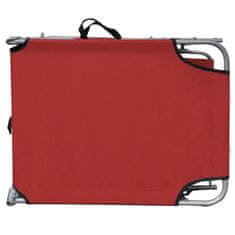 Vidaxl Zložljiv ležalnik s streho rdeč aluminij