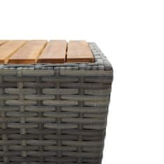 Vidaxl Čajna mizica siva 41,5x41,5x43 cm poli ratan in akacijev les