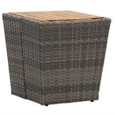 Vidaxl Čajna mizica siva 41,5x41,5x43 cm poli ratan in akacijev les