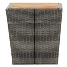 Vidaxl Čajna mizica siva 41,5x41,5x43 cm poli ratan in akacijev les