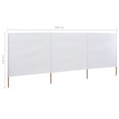 Vidaxl 3-panelni vetrobran tkanina 400x80 cm peščeno bel