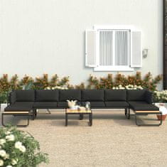Vidaxl Vrtna kotna sedežna garnitura 5-delna z blazinami aluminij WPC
