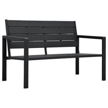 Vidaxl Vrtna klop 120 cm HDPE črna videz lesa
