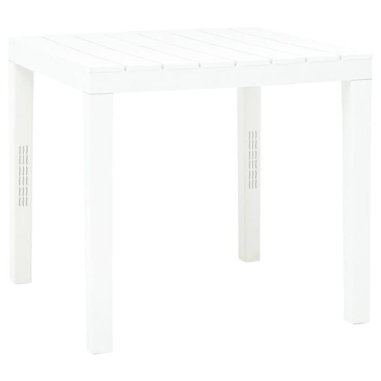 Vidaxl Vrtna miza bela 78x78x72 cm plastika