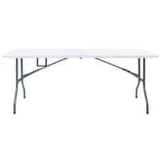Vidaxl Zložljiva vrtna miza bela 180x72x72 cm HDPE