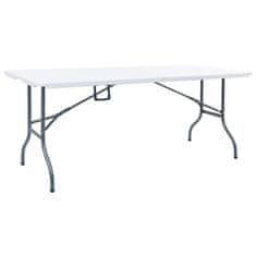 Vidaxl Zložljiva vrtna miza bela 180x72x72 cm HDPE