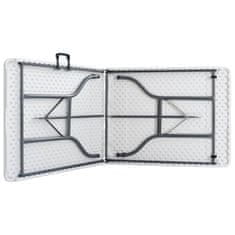 Vidaxl Zložljiva vrtna miza bela 180x72x72 cm HDPE