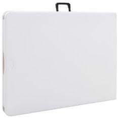 Vidaxl Zložljiva vrtna miza bela 180x72x72 cm HDPE