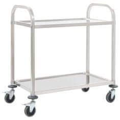 Vidaxl Kuhinjski voziček 2-nadstropni 87x45x83,5 cm nerjaveče jeklo