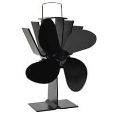 Vidaxl Ventilator za kamin na toploto s 4 krili črn