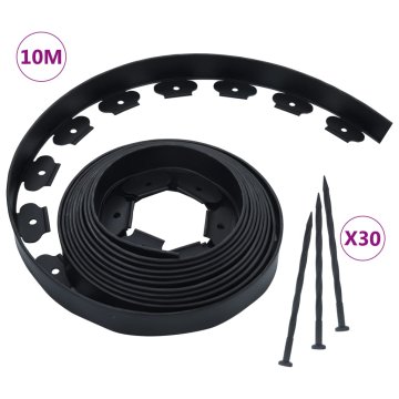 Vidaxl Prilagodljiva obroba za travo s 30 klini 10 m 5 cm