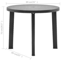 Vidaxl Vrtna miza antracitna 89 cm plastika