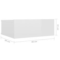 shumee Stenske nočne omarice 2 kosa visok sijaj bele 40x30x15 cm