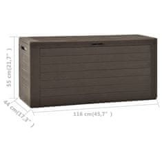 Vidaxl Vrtna škatla za shranjevanje rjava 116x44x55 cm