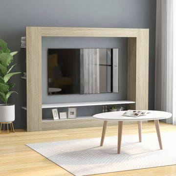 Vidaxl TV omarica bela in sonoma hrast 152x22x113 cm iverna plošča