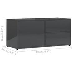 Vidaxl TV omarica visok sijaj siva 80x34x36 cm iverna plošča