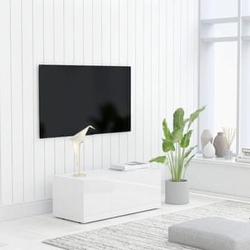 Vidaxl TV omarica visok sijaj bela 80x34x30 cm iverna plošča