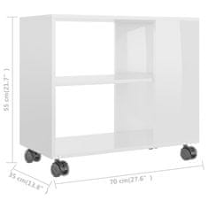 Vidaxl Stranska mizica visok sijaj bela 70x35x55 cm iverna plošča