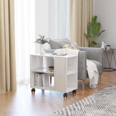 Vidaxl Stranska mizica visok sijaj bela 70x35x55 cm iverna plošča