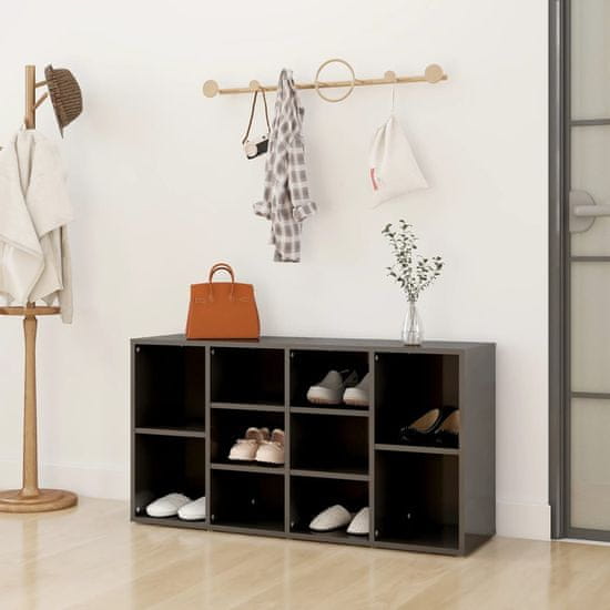 Greatstore Klop za shranjevanje čevljev visok sijaj siva 103x30x54,5 cm
