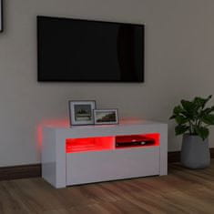 Vidaxl TV omarica z LED lučkami visok sijaj bela 90x35x40 cm
