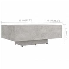 Greatstore Klubska mizica betonsko siva 85x55x31 cm iverna plošča
