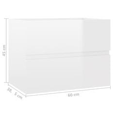 Vidaxl Omarica za umivalnik visok sijaj bela 60x38,5x45 cm iverna pl.