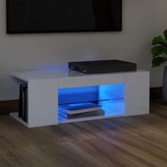 Vidaxl TV omarica z LED lučkami visok sijaj bela 90x39x30 cm