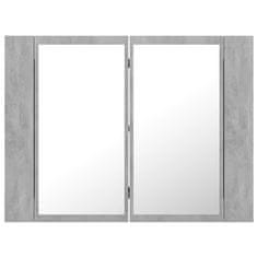 Vidaxl LED kopalniška omarica z ogledalom betonsko siva 60x12x45 cm