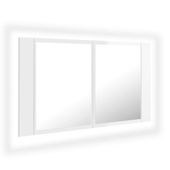 Vidaxl LED kopalniška omarica z ogledalom visok sijaj bela 80x12x45 cm