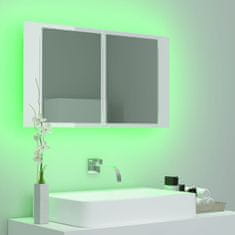shumee LED kopalniška omarica z ogledalom visok sijaj bela 80x12x45 cm
