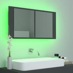 Vidaxl LED kopalniška omarica z ogledalom siva 90x12x45 cm