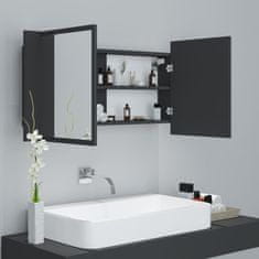 Vidaxl LED kopalniška omarica z ogledalom siva 90x12x45 cm