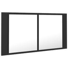 Vidaxl LED kopalniška omarica z ogledalom siva 90x12x45 cm