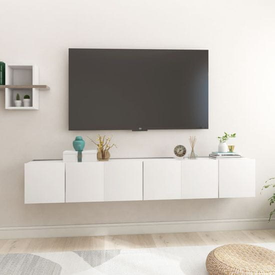 Vidaxl Viseče TV omarice 3 kosi bele 60x30x30 cm